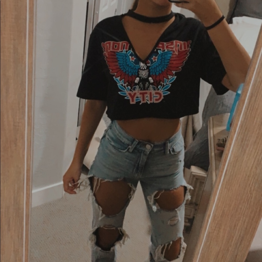 Graphic Tee with cool cut at the neck!